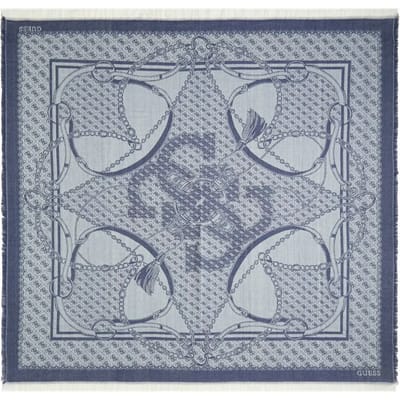 Guess Dames Sjaal Vierkant - 120x120 - Blue Logo - One Size