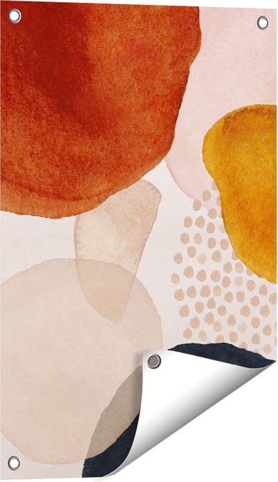 Gards Tuinposter Abstracte Kunst van Cirkels - 40x60 cm - Tuindoek - Tuindecoratie - Wanddecoratie buiten - Tuinschilderij