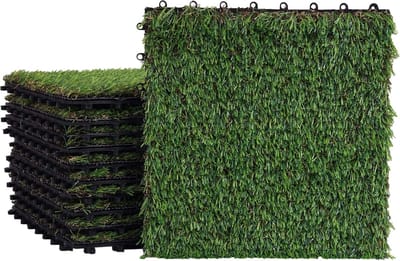 Kunstgras Tegels - Balkon Gazon - Terras Aankleden - Weerbestendig UV-bestendig - 1 m² - Groen