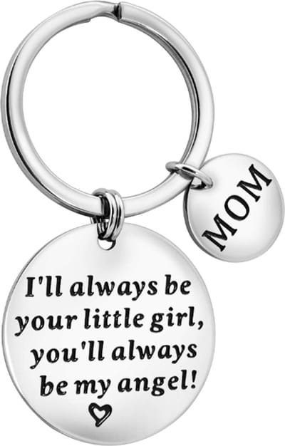 Fako Bijoux - Sleutelhanger I'll Always Be Your Little Girl, You'll Always Be My Angel - MOM - Cadeau - Geschenk - Zilverkleurig
