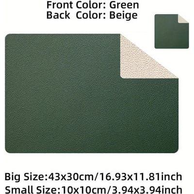 Placemat Leer Huis Dubbelzijdig Rechthoekig Geïsoleerde Tafelmat Restaurant Hotel Westerse Voedselmat Waterdichte Plaatsmat 43x30 cm groen
