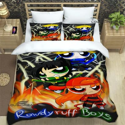 3D P-Powerpuff-Girls Cartoon Beddengoedsets Exquise Bedbenodigdheden Set Dekbedovertrek Dekbedset Beddengoedset Luxe Verjaardagscadeau AU Double(180x210cm)