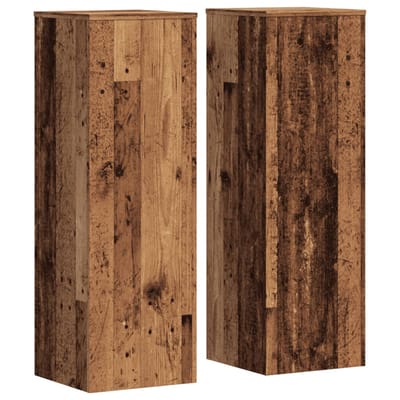vidaXL - Plantenstandaards - 2 - st - 33x33x100cm - bewerkt - hout - oud - houtkleurig