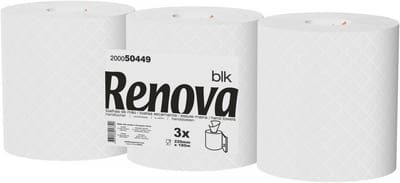 Handdoekrollen voor handendroger, 3x180 meter, 2-laags wit papier