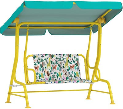 Aiyaplay Tweezits Schommelstoel-Staal, Oxford-stof-112L x 75B x 120H cm-Groen