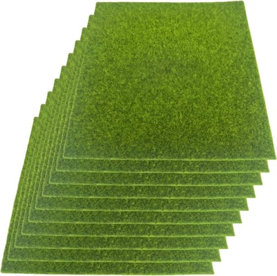 10 Stuks Kunstgras Decoratie 15x15cm voor Miniatuurtuinen, Modelbouw en DIY Projecten, Perfect voor Microlandschappen en Creatieve Knutselwerkzaamheden