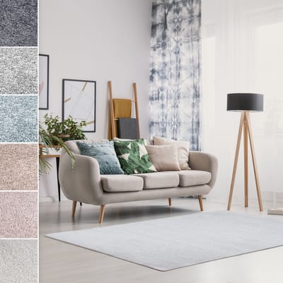 FLOORDIREKT Tapijtloper - Vloerkleed - Sundae - Pluizig Tapijt - Zilver - 67 x 200 cm