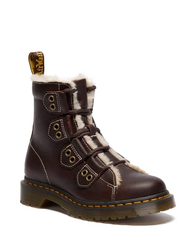 Dr. Martens Bikerlaars - 1460 LTT FL - Dark Brown Grizzly - EU36 tot EU40 - voor Vrouwen - bruin