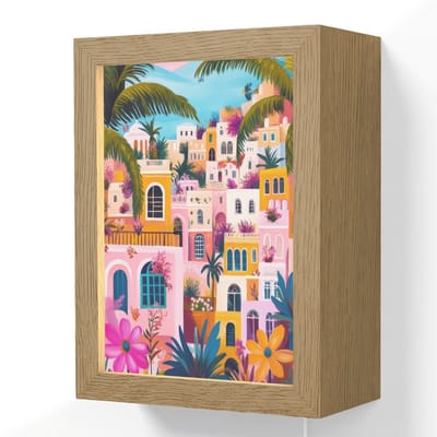 Wandlamp 15x20 cm - Oplaadbaar - Kleurrijk - Roze - Oranje - Geel - Bloemen - Wandlampen binnen woonkamer - Slaapkamer lamp met kabel - Decoratieve nachtlamp - Vloerlamp snoer