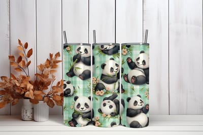 Thermosbeker Panda - 600 ml RVS Tumbler met Rietje - Cadeau - Schoolbeker - Antilek dop - Vaatwasserbestendig - Werkbeker - To go beker - Zomaar