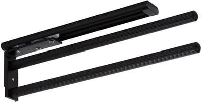 SOTECH Aluminium Handdoekhouder TED 2-armig zwart mat (325 - 487 mm, uitschuifbaar, draaibaar) telescopisch wanddoekrek voor badkamer of keuken