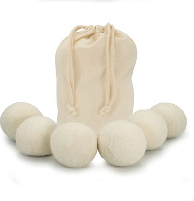 Intirilife 6-delige set Wasdrogerballen van 7 cm diameter witte katoenen - Om de droogtijd te verminderen elektriciteitsverbruik slijtage en kreukels