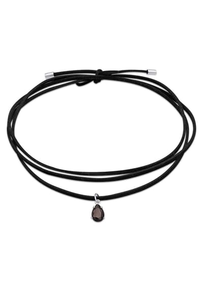 Elli - Halsketting - Dames Choker Druppel Hanger imitatieleer met Zirkonia in 925 Sterling Zilver - Dames