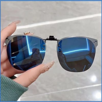 Heren Clip-on Zonnebril Gepolariseerd Flip-up Bril Dames Verloop Fotochromatisch Anti UV400 Zonnebril Nachtzicht Bril Polarized blue