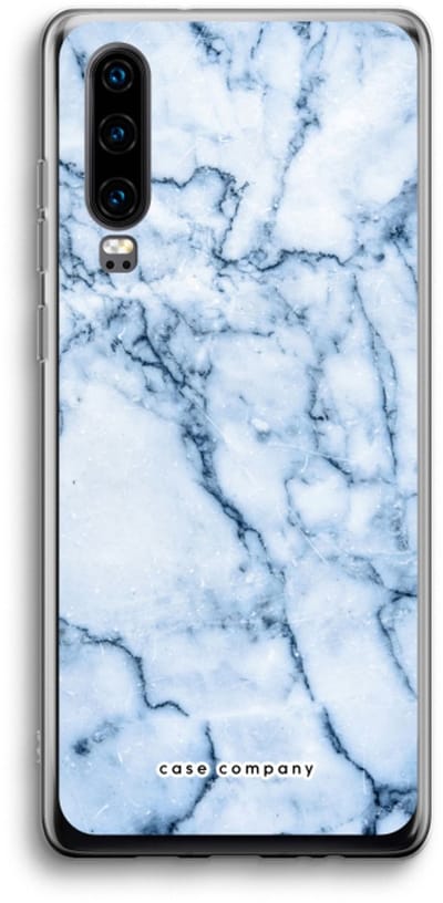 Case Company® - Hoesje geschikt voor Huawei P30 hoesje - Blauw marmer - Soft Cover Telefoonhoesje - Bescherming aan alle Kanten en Schermrand