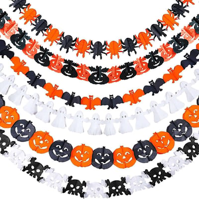 Halloween Slingerset van 6 Stuks, Versiering voor Feestjes, Hangdecoratie voor Kinderen en Halloween Party