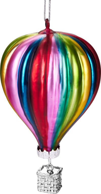 BRUBAKER Heteluchtballon Kleurrijk - met De Hand Beschilderde Kerstballen van Glas - Mondgeblazen Kerstboomversieringen Figuren Grappige Decoratieve Hangers Boombal - ca. 11 cm