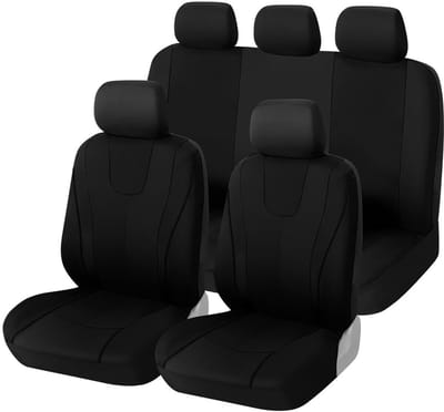 Dailygoody - Autostoelhoezen - Universele set - Duurzaam en beschermend - Zwart - Voor- en achterbankhoezen - Geschikt voor de meeste auto's - Polyester