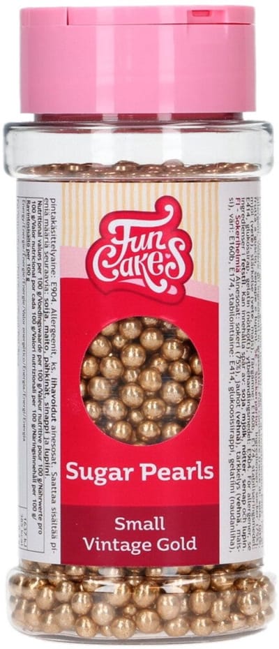 FunCakes Sugar Pearls Small - Vintage Gold - 80 g - Sprinkles - Eetbare Taartdecoratie