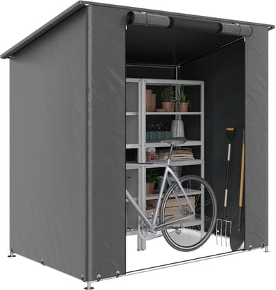 Outsunny Tuinopbergtent-Verzinkt staal, PE-187L x 120B x 204H cm-Donkergrijs