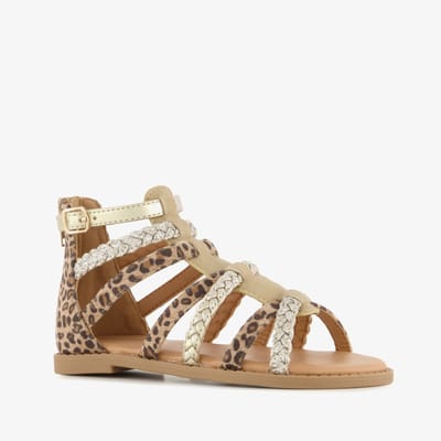 Blue Bos meisjes sandalen met panterprint en glitters bruin - Maat 30