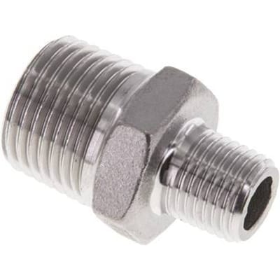 1/4'' NPT x 1/2'' NPT RVS Borstnippel 16 Bar