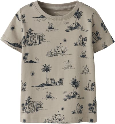 NAME IT - NMMFILLE SS TOP BOX - Jongens - T-shirts - beige - maat 92