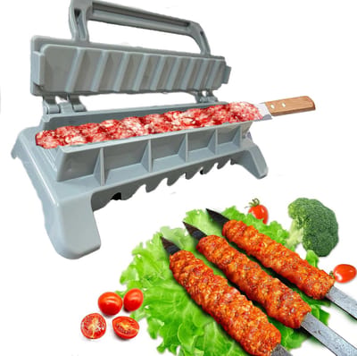 Vleesspiesen - Kebabspiesen - Kebabvormen - Kebabpers - Kunststof - Draagbare opvouwbare - Handmatige kebabvormen - Vleesrijggereedschap - Kebabmaker - Grillspiesen - Grijs