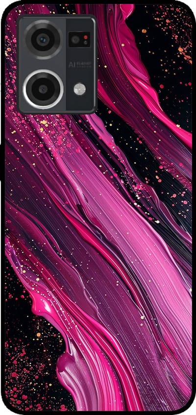 Smartphonica Telefoonhoesje Geschikt voor Oppo Reno7 4G met marmer opdruk - TPU backcover case marble design - Paars Roze geschikt voor Oppo Reno7 4G