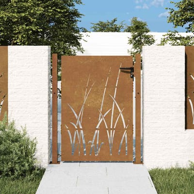 vidaXL - Poort - 100x150 - cm - grasontwerp - cortenstaal
