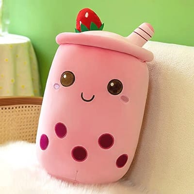 Bubble Tea Pluche Kussen 25 cm - Zacht Knuffelkussen voor Decoratie en Cadeau