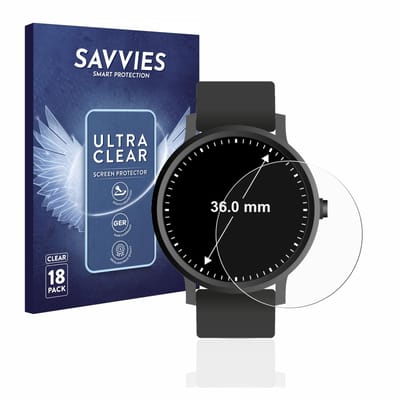 Savvies - Screenprotector voor Horloges (Rond, ø: 36 mm) - Folie Beschermfolie transparant 18 Stuks
