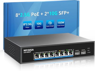 8-poorts 2.5G PoE-switch met 10 poorten en 130W power over ethernet