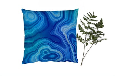 Sierkussens - Kussentjes Woonkamer - 40x40 cm - Marmer - Agaat - Blauw - Stenen