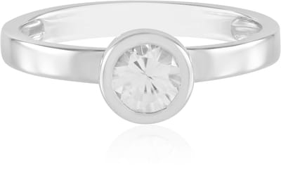 Cavill - Zilveren ring 925 Sterling met Platina coating - 0,63 ct Cambodjaanse ronde zirkoon - Minimalistisch geometrisch design - Elegante dames ring
