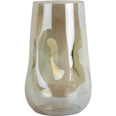 Present Time Vaas Luster Organic - Groen - Ø17cm - Glas - Scandinavisch - Bloemenvaas - Woondecoratie - Decoratieve vaas voor woonkamer of slaapkamer