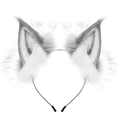 Schattige Hoofdband Cosplay Kattenoor Haarband Pluizige Handgemaakte Hoofddeksels Verkleedkostuums Feest Cosplay Accessoires white