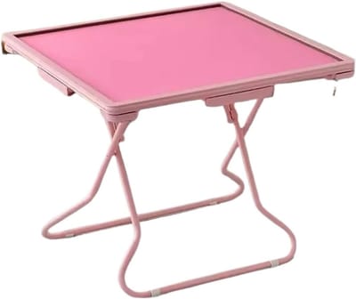 Draagbare Mahjong Tafel - Opvouwbare Speeltafel - Spelavonden Thuis - Met Bekerhouder - Compact Ontwerp - Roze