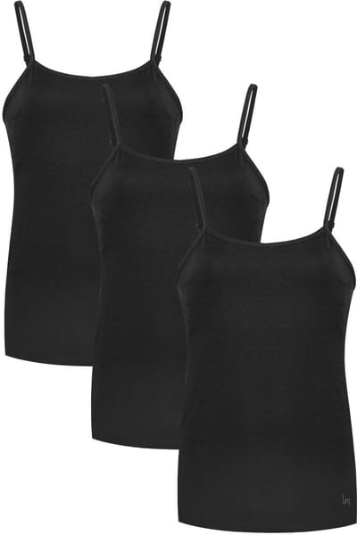 Undiemeister Hemd Dames 3-Pack Smalle Bandjes Platte Naden Tencel Camisole - Volcano Ash (Zwart) - Maat S