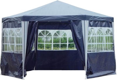 Kronenburg Paviljoen Partytent Waterdicht PE 6-hoek met 6 Zijwanden in Blauw