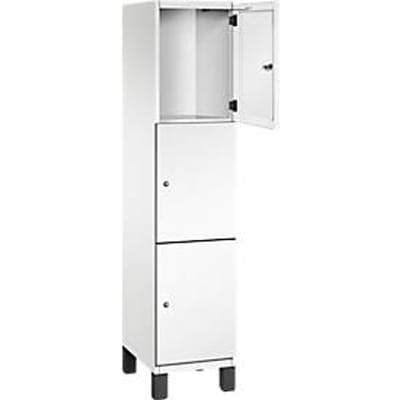 C+P Cambio lockerkast, 1 vak, 3 vakken, op poten, B 400 x D 525 x H 1980 mm, verkeerswit