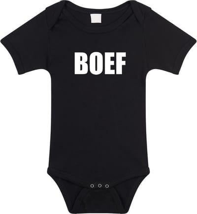 Boef tekst baby rompertje zwart jongens en meisjes - Kraamcadeau - Babykleding 56