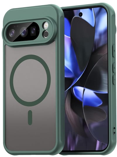 MobyDefend Hoesje - Geschikt voor Google Pixel 10 Pro - Case Geschikt voor MagSafe - Mat Transparant Met Gekleurde Rand - Groen
