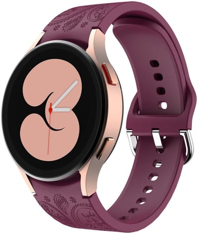 Siliconen bandje - geschikt voor Samsung Galaxy Watch 7 (40 & 44mm) / Watch 6 (Classic) / Watch 5 (Pro) / Watch 4 (Classic) / Watch FE - bloemenprint met gespsluiting - bordeaux