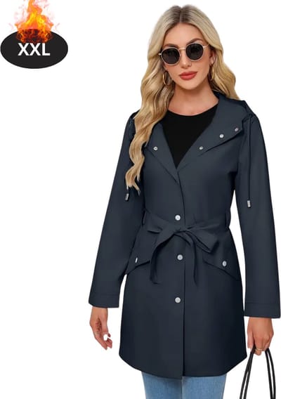 Livano Mantel Dames - Tussenmantel - Jas - Mantelpakje - Trenchcoat - Overjas - Overcoat - Winter - Marineblauw - XXL