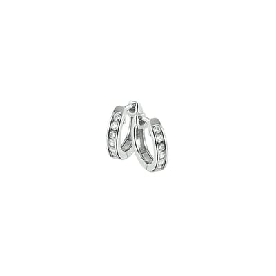 Zilver Gerhodineerde Klapoorringen zirkonia 1322181