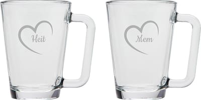 Gegraveerde theeglas 26cl Mem mei hert & Heit mei hert