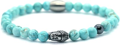 Ibizamen - Heren - armband - turkoois - turquoise - 6mm - buddha - RVS - 21cm