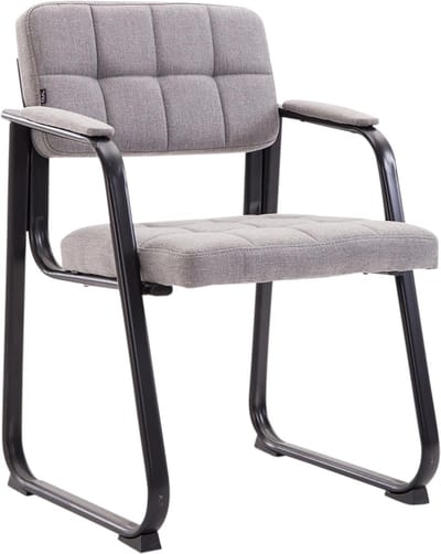 CLP Stoel met armleuningen Canada B, gestoffeerde bezoekersstoel met stofbekleding Stof/licht grijs