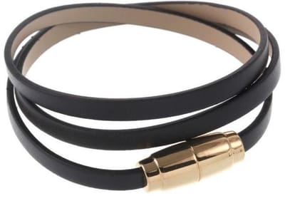Behave - Zwarte armband imitatieleer - Minimalistisch urban - Dames